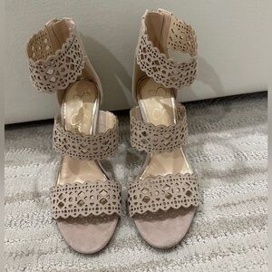 Elegant Beige Lace-Up Sandals